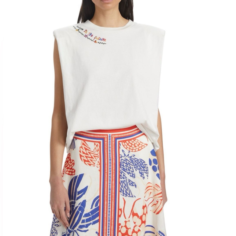 FARM Rio Nature Is The Future Embroidered T-Shirt in Off-White